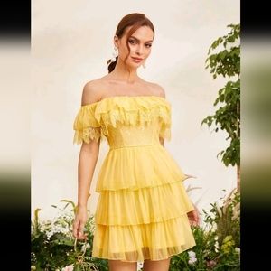 NWOT SHEIN Belle Off Shoulder Layered Hem Dress